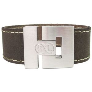 B&L leren armband bruin met witte stiksels