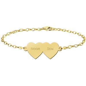 Gouden armband met twee hartjes Names4ever