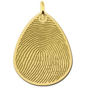 Gouden druppelvormige hanger met vingerafdruk