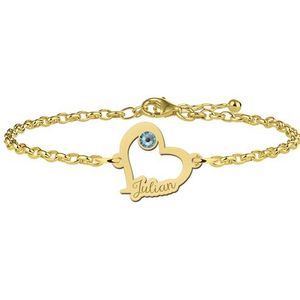 Gouden hartjesarmband van zilver met steentje