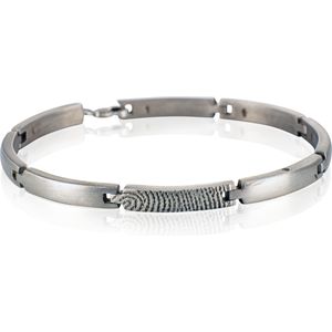 Zilveren schakel armband met vingerafdruk