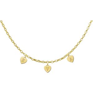 Gouden naamketting met letter hartjes