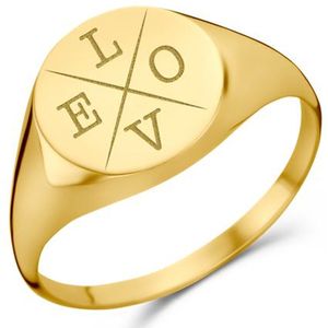 Ronde Gouden zegelring met vier initialen Names4Ever