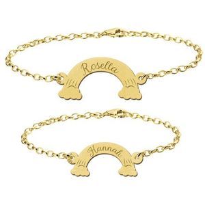 Gouden armbanden set met namen in regenbogen Names4Ever