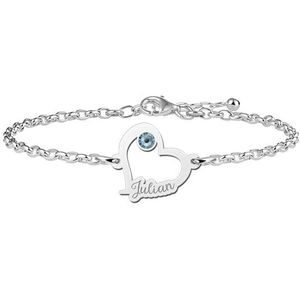 Zilveren hartjesarmband met steentje
