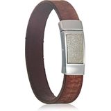 Leren armband met vingerafdruk met zilveren drukslot (34x15mm)