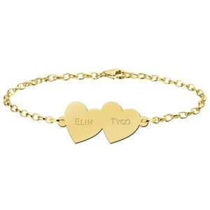Gouden armband met twee hartje