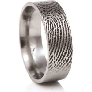 Rechte zilveren ring met vingerafdruk