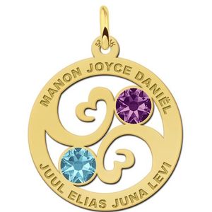 Familie hanger met steentjes van goud