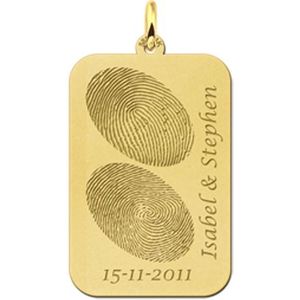 Gouden hanger dogtag twee vingerafdrukken Names4ever