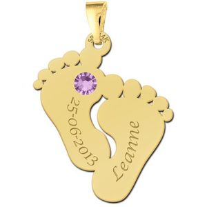 vergulden hanger voetjes met geboortesteen
