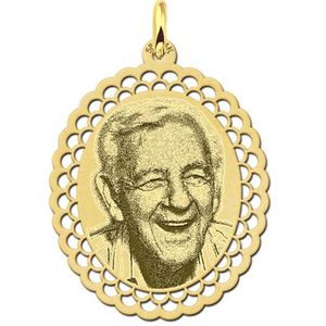 Ovale foto hanger goud met sierlijke rand