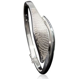 Sierlijke zilveren armband met vingerafdruk en 7 stenen