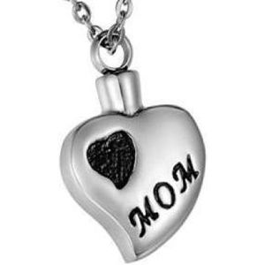 RVS ashanger hart mom met zwart hartje