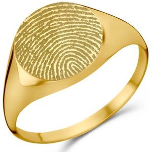 Ronde Gouden zegelring met vingerafdruk Names4Ever