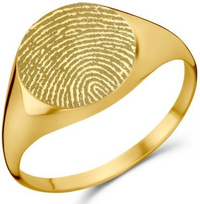Ronde Gouden zegelring met vingerafdruk Names4Ever
