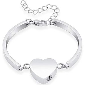RVS as armband met hart met platte RVS band