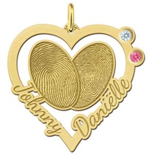 Vingerafdruk sieraad goud met geboortestenen Names4ever