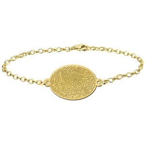 Gouden schakel armband met vingerafdruk op ovaal