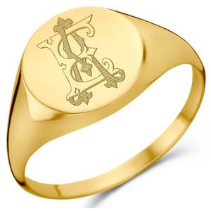 Ronde Gouden zegelring met initialen Names4Ever