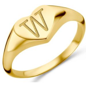 Hartvormige Gouden zegelring met een initiaal