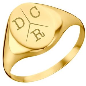 Ovale Gouden zegelring met drie initialen Names4Ever