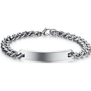 Rosé - Armband met Plaat - Hoogwaardig Staal - Roségoud