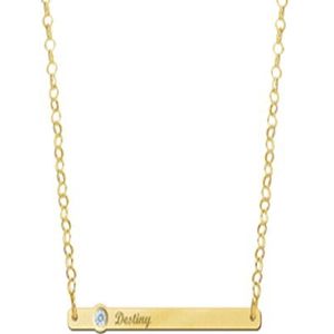 Gouden Bar naamketting met Zirkonia Names4Ever