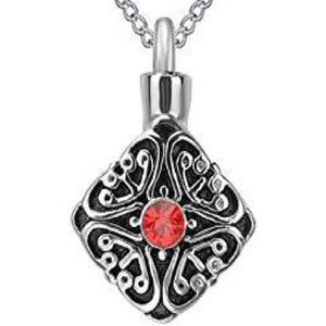 RVS ashanger ruit met rood steentje