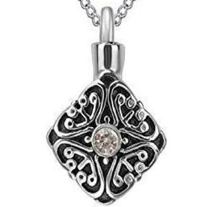 RVS ashanger ruit met wit steentje