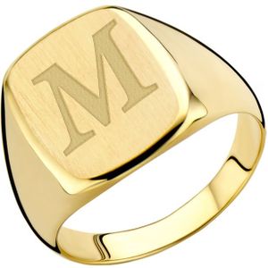 Rechthoekige Gouden zegelring met initialen Names4Ever