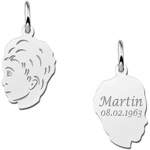 Zilveren jongens hanger met gravure klein Names4ever