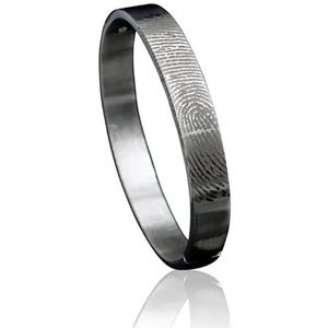 Zilveren rechte scharnier armband met vingerafdruk