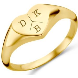Hartvormige Gouden zegelring met drie initialen