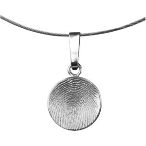 Zilveren afdruk ronde holle hanger