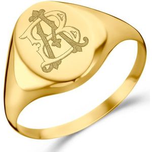 Ovale Gouden zegelring met initialen Names4Ever
