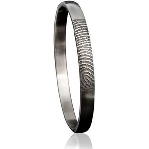 Zilveren smalle scharnier armband met vingerafdruk