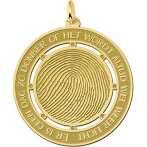 Gouden vingerafdruk sieraad rond met eigen tekst Names4ever