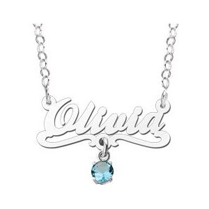 Zilveren naamketting Olivia Names4ever met zirkonia