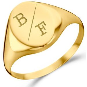 Ovale Gouden zegelring met twee initialen Names4Ever