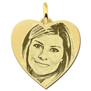 Gouden ketting met foto hanger hart