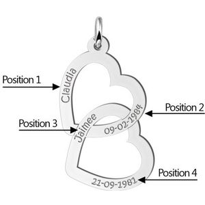 Ketting hanger zilver twee harten