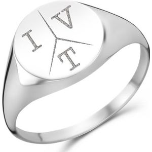 Ronde zilveren zegelring met drie initialen Names4Ever