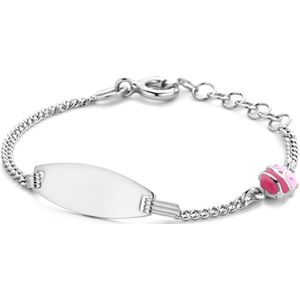 Zilveren Kinderarmband - Roze Lieveheersbeestje - Ovaal