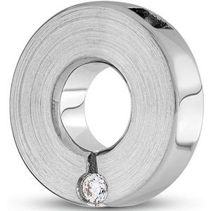 Zilveren Ronde ashanger met steen