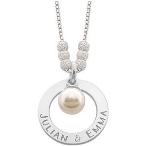 Zilveren mama ketting met parel