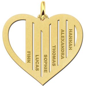 Gouden familiehanger hart en namen