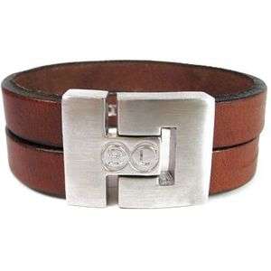 B&L bruin leren armband met twee banden