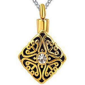 RVS ashanger ruit met wit steentje goudkleurig