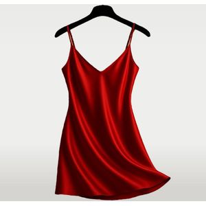 Rood zijde nachthemd - 100% moerbeizijde (22 momme)